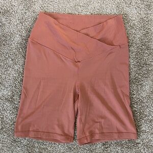 Rust pink / peach Aerie biker shorts